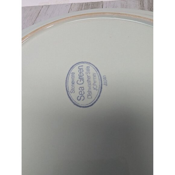Vintage Stoneware JCPenney Sea Green Dinner Plates Set Of 2 - Picture 7 of 7